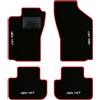 QUEMAR Tappetini Auto per Alfa Romeo 147, Bordo Rosso, 4 Ricami | 2000-2012 / Kit Tappeti Moquette e Gomma su Misura / Set 2 Anteriori + 2 Posteriori / Ricami e Colori Personalizzati