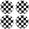 Generic 4 pezzi Coprimozzo centrale per cerchioni stile bandiera britannica da 52 mm con logo a quadri, adesivi compatibili con Mini Cooper JCW One PJ07 (a quadretti, stile adesivo epossidico)