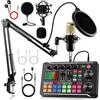 ALSO GO Set di attrezzature per podcast, microfono a condensatore BM800 e kit di schede audio dal vivo con supporto per treppiede, effetti mixer DJ e cambio vocale, perfetto per studi di registrazione