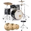EXX705NBR/C31-DT Pearl Export, EXX705NBR/C31, batteria con piatti Sabian e sgabello Keepdrum, colore nero