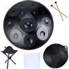 FYLZW Hand-Pan Drum 9 10 12 Note 22 Pollici Tamburo a Lingua d'Acciaio con Borsa Morbida, 440HZ in Re Minore, Percussioni Armoniche per La Guarigione del Suono, Meditazione Personale