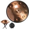 ORANGES Handpan Durevole Adulti Handpan Drum Strumento In Re Minore Premium Steel Hand Pan Drum 9 Note/10 Note/12 NoteSuperficie In Ottone Per Meditazione Regalo (Color : Gold-440H, Size : 10 notes)