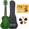 ffalstaff Ukulele Soprano ffalstaff ® colore Verde con Borsa, Plettri e metodo rapido L'Ukulele ORA