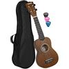 Cascha Soprano Ukulele Bundle with Bag, 3 Picks and Aquila Strings, Marrone