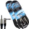 Keepdrum GC 008 - Cavo per strumenti da 6 m, angolo retto a spina angolare per chitarra, jack dritto 6,3 mm
