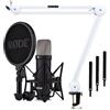 RØDE Rode NT1 - Microfono da studio Signature Black + Keepdrum MS138, braccio articolato, colore: Bianco