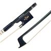 SURVEAL - Fiocco professionale per violino in fibra di Cabron ben bilanciato dorato intrecciato ebano rana AAA Mongolia crine taglia 4/4 (4/4)
