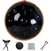 Generic Handpan 9 10 12 14 Note in Acciaio con Borsa, Decorazione di Corda e Bacchette per Meditazione, Yoga, Zen - Strumento Percussivo Professionale