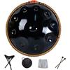 Generic Handpan 9 10 12 14 Note in Acciaio con Borsa, Decorazione di Corda e Bacchette per Meditazione, Yoga, Zen - Strumento Percussivo Professionale