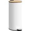 HOMCOM Bidone della Spazzatura per Cucina 30L con Pedale, Coperchio in Bambù con Chiusura Delicata e Cubo Estraibile, Bianco | Aosom Italy