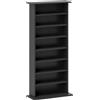 HOMCOM Mobile Scaffale Porta CD con 6 Ripiani Regolabili, Capacità di 360 CD/185 DVD, Design Moderno in Legno 58x24x124.5 cm, Nero|Aosom Italy