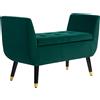 HOMCOM Panca Imbottita con Contenitore e Braccioli, Effetto Velluto, in Poliestere, 107x42x65 cm, Verde | Aosom Italy