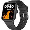 BIGGERFIVE Fitness Tracker Orologio senza App Bambini Bambina da 5 a 14 Anni, Smartwatch con Contapassi, Resistente all'Acqua Fino a 5 ATM, Monitor del Sonno, Sveglia Vibrante, Giochi, Nero poroso