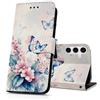 DiaryTown Cover per Samsung Galaxy A54 5G Custodia in PU Pelle a Libro Motivo Flip Caso Magnetica Portafoglio Carta Slot Antiurto Protettiva Cover per Galaxy A54 5G - Fiore Rosa Farfalla Blu