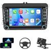 LSLYA Autoradio 2 DIN per Volkswagen Golf 5 6 VW Passat Jetta Caddy EOS T5 Tiguan Touran CC Polo con Android Auto CarPlay 7 schermo macchina Bluetooth/FM/USB/MIC/SWC/Fotocamera posteriore