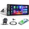 VECHTEL 4G 64G VECHTEL 6.9 Autoradio Bluetooth Android 15 Carplay Android Auto,DSP EQ,con schermo IPS,Wifi GPS Navi,RDS/FM Radio 2 din con Retrocamera AHD/Comandi al volante