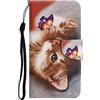VQWQ Custodia per Samsung Galaxy A32 5G, Flip Cover Portafoglio in Pelle PU Motivo Animale Slot per Schede Libro Cavalletto Supporto Case Cordino Chiusura Magnetica per Donna Maschio-[XC]-Gatto