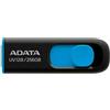 ADATA - Penna di memoria USB 3.0 da 256 GB, UV128, retrattile, senza coperchio, nero e blu