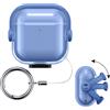 kwmobile Cover per Apple Airpods 4 Case - Custodia per Apple Airpods 4 - Cuffie In Ear - Protezione Auricolari Completa - blu/trasparente