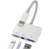 Aksenli Adattatore Lightning a USB 3,5 mm Cuffie per Apple(3 in 1)Adapter OTG 3.0 Aux Auricolari Audio Caricatore Cavo Sdoppiatore per iPhone per iPad Ricarica Headphone Fotografica Memoria tastiera Accessori