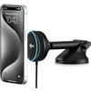 iOttie Velox Qi2 Mini 15 W Caricabatterie wireless da auto - Supporto per telefono da cruscotto e parabrezza - Supporto per iPhone compatibile con MagSafe per smartphone Qi2 (iPhone 12, 13, 14 e 15) -