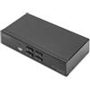 DIGITUS Switch KVM Displayport - Display Singolo a 4 Porte - 4 PC 1 Monitor - 1x Mouse, Tastiera e Audio per 4 Computer - UHD 4K@60Hz (4096x2160p) - Interruttore a Tasti Caldi - 1x hub USB 2.0 - Nero