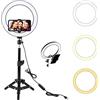 BONFOTO Luce ad Anello con Treppiedi, 25 cm Light Ring LED con 3 Modalità di Colore e 10 Livelli di Luminosità, Luce per Tik Tok YouTube Video, Fotografia, Selfie, Trucco, Streaming Live