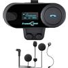 FreedConn TCOM-SC Set bluetooth con auricolari e microfono per moto e sci, 2-3 apparecchi, schermo LCD, full duplex