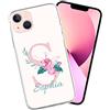 Naispanda Custodia per Telefono con Iniziale Fiore Personalizzata, Cover per Telefono iPhone 13, Regalo per Copertina con Monogramma con Lettera Iniziale Personalizzata per le Donne