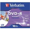 Verbatim Spindle 10 Dvd+R 4 7Gb 16X Cf.10 Xx