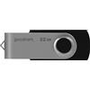 Goodram Chiavetta USB UTS2 - Unità flash USB 2.0, 32 GB - Velocità di lettura fino a 20 MB/s - Velocità di scrittura fino a 5 MB/s - Cappuccio protettivo - Funzione portachiavi - Nero