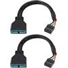 EMSea Cavo Adattatore Da 2 Pezzi USB 3.0 19 Pin Connettore Maschio A USB 2.0 Connettore Interno 9 Pin Adatto Per Chassis Interfaccia Esterna 3.0 (20 Cm)