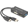 DIGITUS Adattatore grafico HDMI, da HDMI tipo A a DP + DVI-I (24+5) + VGA, 4K Ultra HD 30Hz, nero