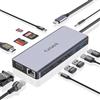 Getatek Docking Station USB C, adattatore multiporta 13 in 1 USB C con 2 porte dati USB A 3.0 fino a 5 Gbps, 2 USB 2.0 e 1 USB C 10 gbps, 4K HDMI, VGA, 100 W PD Charging, Ethernet, SD/TF/MS, audio 3,5 mm