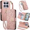 Fertuo Cover per Xiaomi Redmi Note 14 Pro 4G, Fiori Custodia a Libro Portafoglio Antiurto in Pelle PU Flip Case Interna Silicone con Porta Carte, Supporto, Chiusura Magnetica e Cinturino, Rosa