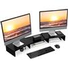 FITUEYES Supporto Monitor Supporto per Monitor in Legno con Lunghezza e Angoli Regolabili per 2 Monitor 92,5-108 x 23,5 x 10,2cm (Nero) DT108001WB