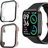 Blueshaweu Cover per 208/ ID208/ ID208 BT Smartwatch, Vetro Temperato Case Duro PC Protettivo Antiurto Custodia Compatibile con ENOMIR ID208 /aeac ID208 / Tensky ID208BT Smartwatch (Rosa+trasparente)