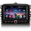 Erisin 7 pollici 8-Core 4GB+64GB Android 14 Autoradio Bluetooth GPS Navigatore per Fiat 500L 2012-2016 Supporto CarPlay Senza fili Android Auto WiFi DSP DAB+ USB FM RDS OBD2 Controllo del Volante