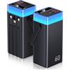 CUZAR Power Bank 60000mAh, PD 22.5W USB C Powerbank Ricarica Rapida con 4 Cavo integrato(2 USB & 2 Type-c), Display Digitale, Torcia, Caricabatterie Portatile con Smartphones e 9 RGB Luce notturna a LED