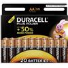 Duracell LR06 MX1500 Plus AA - Batterie Stilo Alcaline, Confezione da 20 Pacco del Produttore, 1.5V