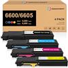 SINOPRINT 6600 6605 Cartuccia toner ad alta capacità per 106R02225 106R02226 106R02227 106R02228 Toner di ricambio per stampante Xerox Phaser 6600 WorkCentre 6605 (4 confezioni a colori)