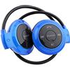 PUSOKEI Cuffie Bluetooth Sportive universali Auricolari Wireless con Effetto Bassi e Design ergonomico per funzioni di Riproduzione Musicale, Risposta e Chiamata.(Blu)