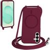 FMPCUON FNPCUON Cover Magnetica Silicone per Samsung Galaxy S24/S25 Plus con Cordino,Compatibile con MagSafe,Custodia con Laccio Collana Tracolla Collo Sottile TPU Antiurto Protettiva Case con Corda.Rosso
