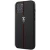 CG MOBILE Ferrari CG Mobile Custodia in Pelle Nero e Rosso con Logo Argento Compatibile iPhone 12 Pro Max (6.7) FEOMSHCP12LBK