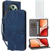 IUQXU Cover per OPPO Reno12 FS 5G/OPPO Reno12 F 5G Libro con Pellicola Vetro Temperato [Blocco RFID] Antiurto Carte Supporto Custodia in Pelle Portafoglio per OPPO Reno 12 F FS 12F 12FS 5G Blu