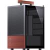 Jonsbo T6 Mini-ITX Case per PC - Nero, Vetro Temperato & Maniglia in Legno, Alluminio & Acciaio, Case Mini-Tower Compatto