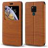 Shantime Custodia Flip in Pelle PU con Finestra Visibile e Chiusura Magnetica Invisibile Compatibile con Huawei Mate 20 X, Protezione Totale (Marrone)