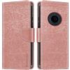 Shantime Custodia in Pelle PU a Righe Compatibile con Nokia 110 4G 2023, Cover Portafoglio con Chiusura Magnetica, Scomparti Carte e Funzione Stand (Oro rosa)