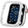 Mosonio Custodia in metallo con strass per Apple Watch 44 mm, da donna, argento