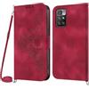 Netany Cover per Xiaomi Redmi 10/Redmi 10 2022 con Cordino, Flip Portafoglio Custodia in Pelle, [2 Porta Carte][Chiusura Magnetica],Custodia Libro Cover con Laccio per Redmi 10/Redmi 10 2022 (Rosso)